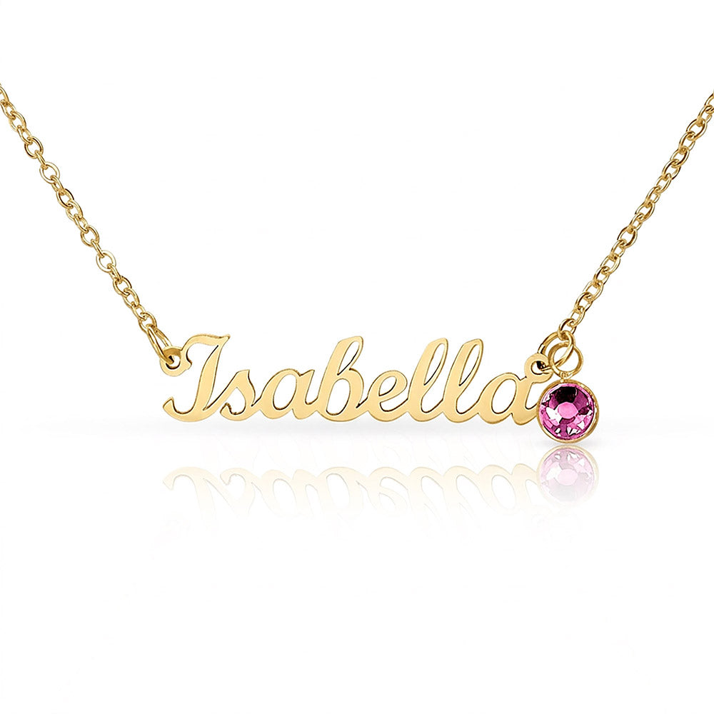 Personalized Big Bro & Little Sis Name Necklace with Birthstone - "Braver, Stronger, Smarter" Gift Box