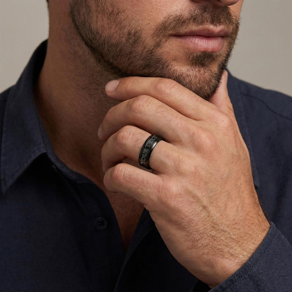 Father's Day Gift: To My Husband Engraved Men's Ring & Sentimental Keepsake Card