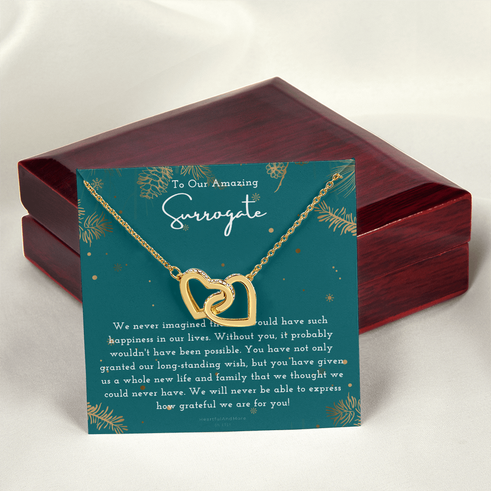 To Our Amazing Surrogate - Interlocking Hearts Necklace | Meaningful Thank You Gift for Carrying Our Miracle