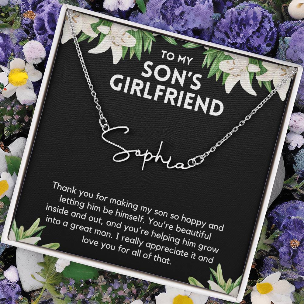 Personalized Son's Girlfriend Necklace - Perfect Gift Ideas for Christmas, Birthdays, Valentines