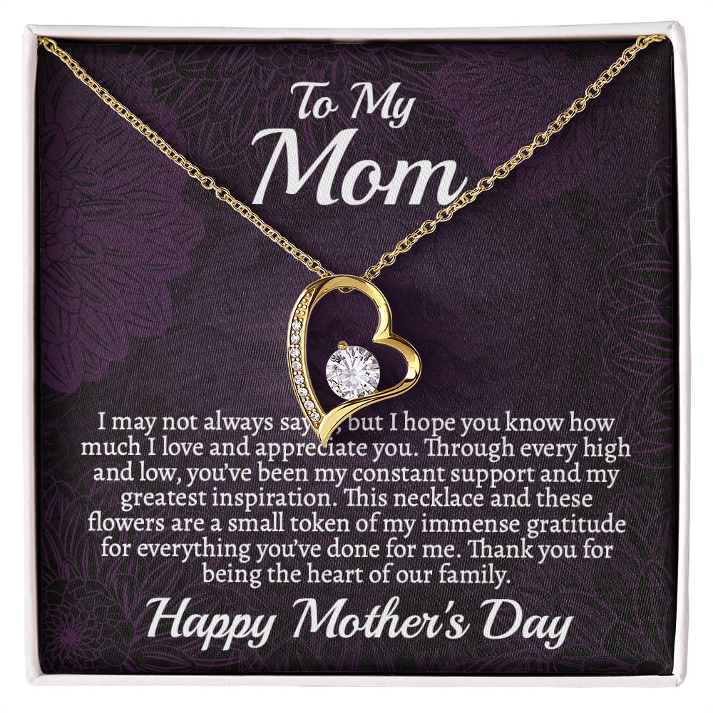 Meaningful Mother's Day Necklace & Rose Bouquet Set, Unique Gift for Mom from Son, Heart Pendant Jewelry