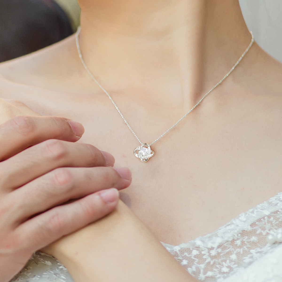 70 Year Anniversary Gift For Wife - Love Knot Necklace