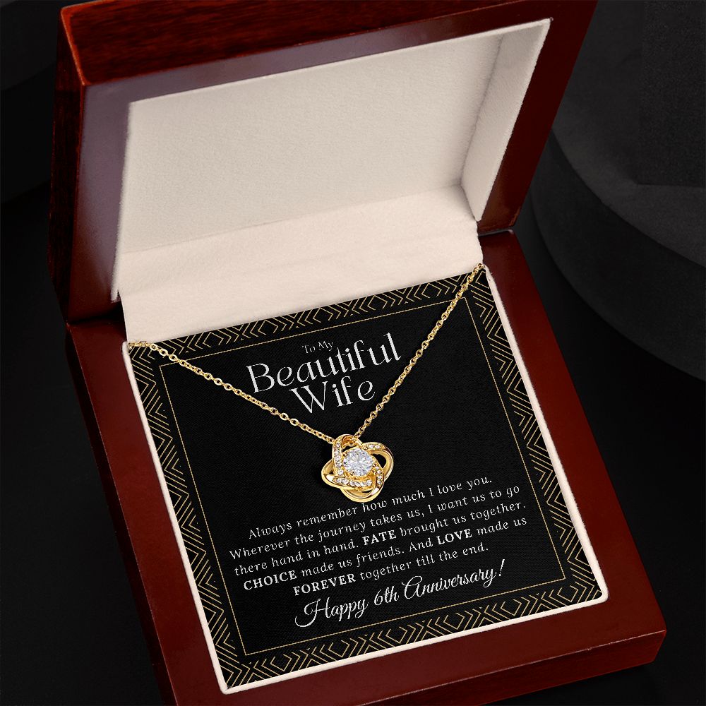 6 Year Anniversary Gift For Wife - Love Knot Necklace