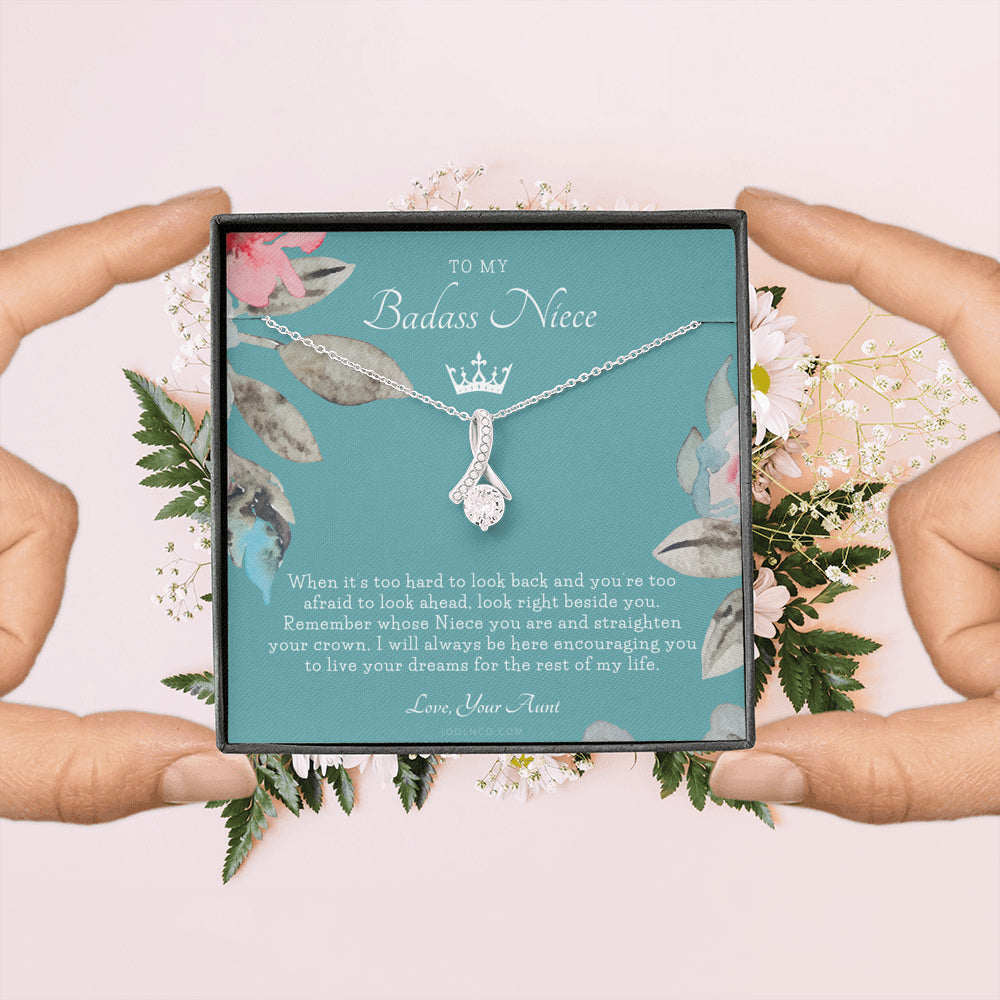 ALLURING BEAUTY Necklace, To My Badass Niece, Straighten Your Crown Necklace, Aunt Niece Necklace, Niece Birthday Gift, Niece Graduation Gift
