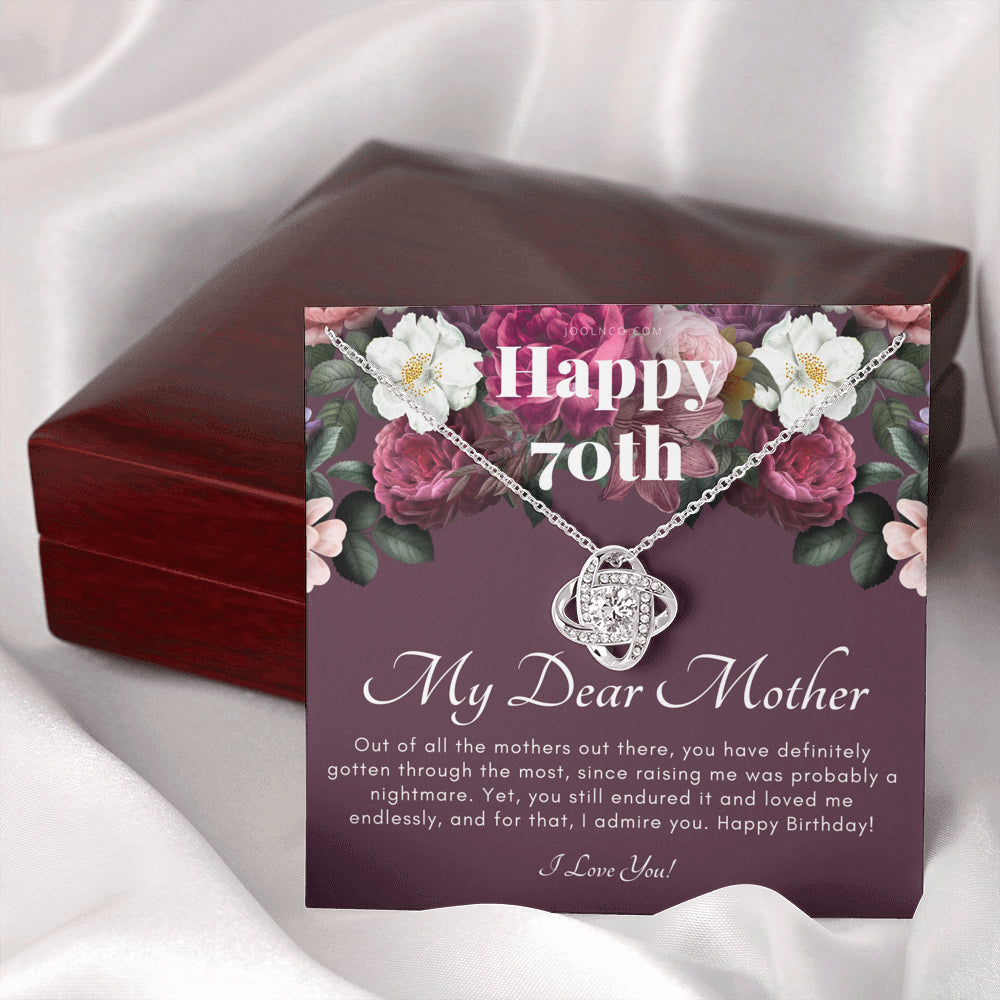 Love Knot Necklace | Mother's 70th Birthday Gift | Gift for Mom on her birthday | Gift For Mom from Daughter & Son | Mom Necklace | Best Mom Gift Message Card