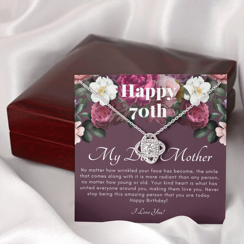 Love Knot Necklace | Mother's 70th Birthday Gift | Gift for Mom on her birthday | Gift For Mom from Daughter & Son | Mom Necklace | Best Mom Gift Message Card