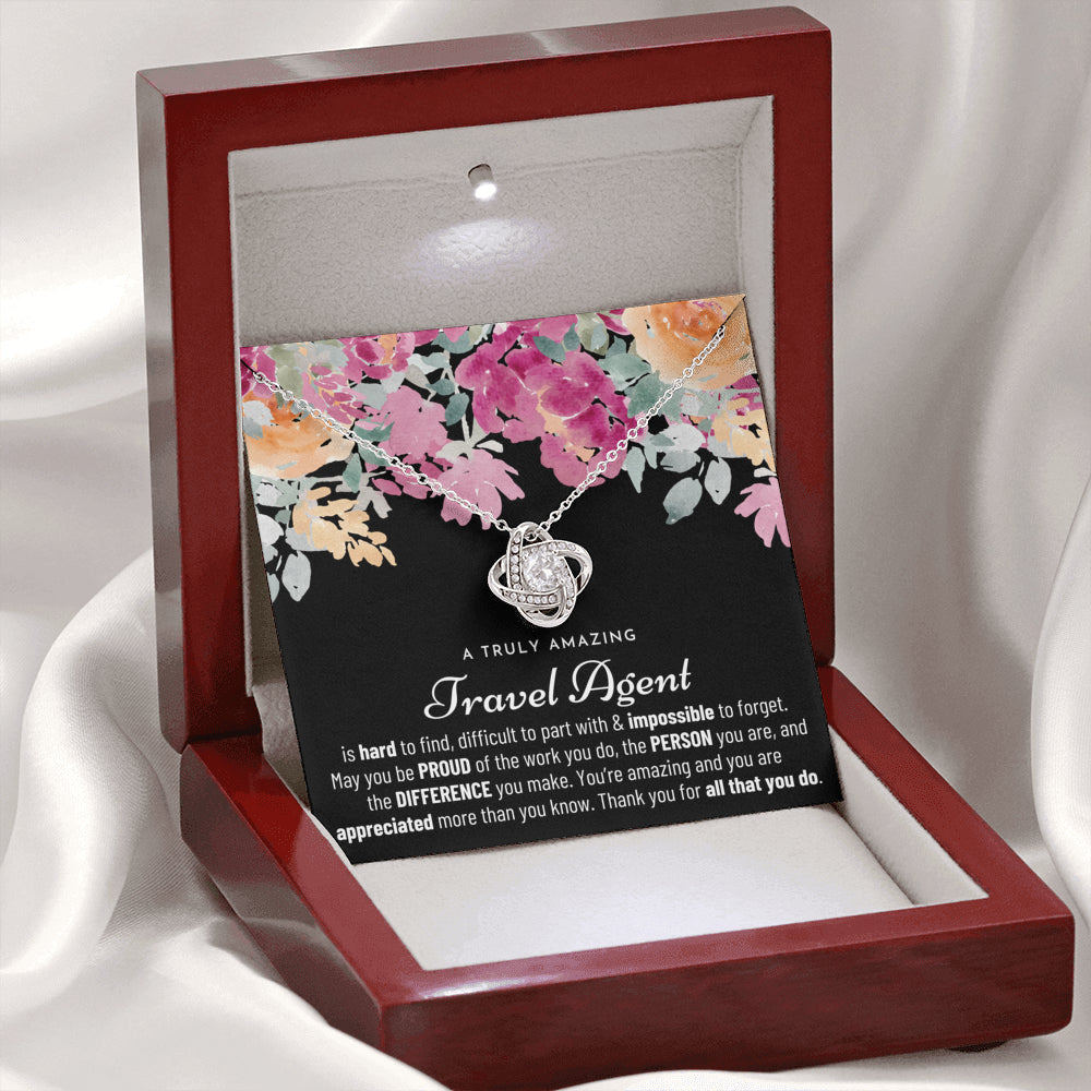 Gift For Female Travel Agent, Travel Agent Retirement Gift, Travel Agent Appreciation Gift, Birthday, Love Knot Necklace