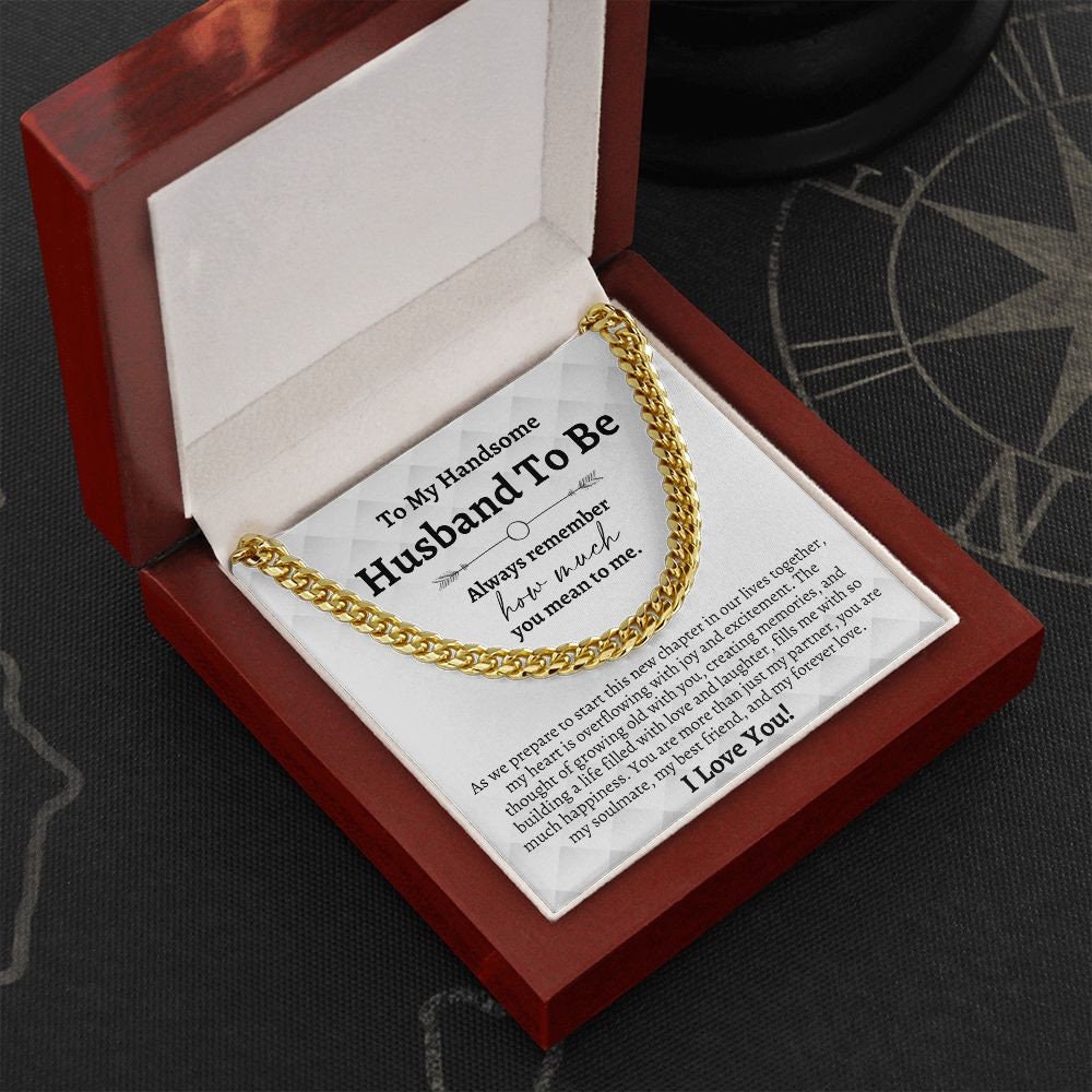 To My Husband To Be Gifts, Cuban Chain Necklace, Groom Gift from Bride, Wedding Day Gift for Groom, Bride to Groom Gift on Wedding Day