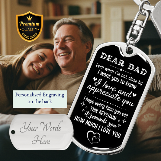 Father's Day Gift for Dad from Daughter Son Personalized Dad Keychain Custom Keyring, To My Dad Gift, Birthday Christmas Father's Day, Step Dad