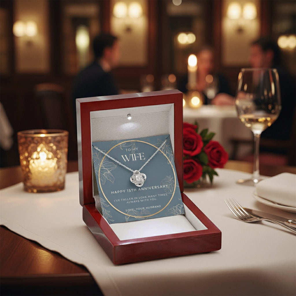 15 Year Anniversary Gift for Wife | Love Knot Necklace