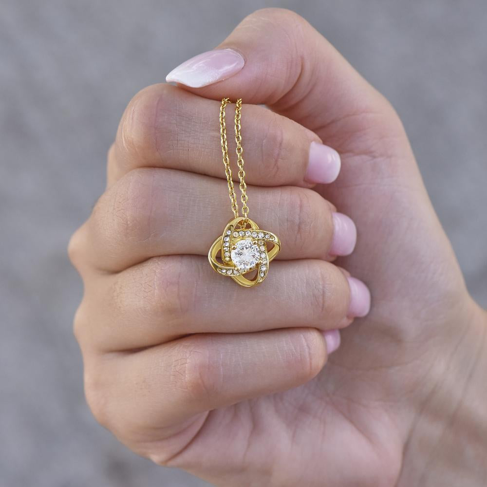 Happy Birthday to My Beautiful Wife – Love Knot Necklace with Heartfelt Message Card | Romantic Birthday Gift for Wife