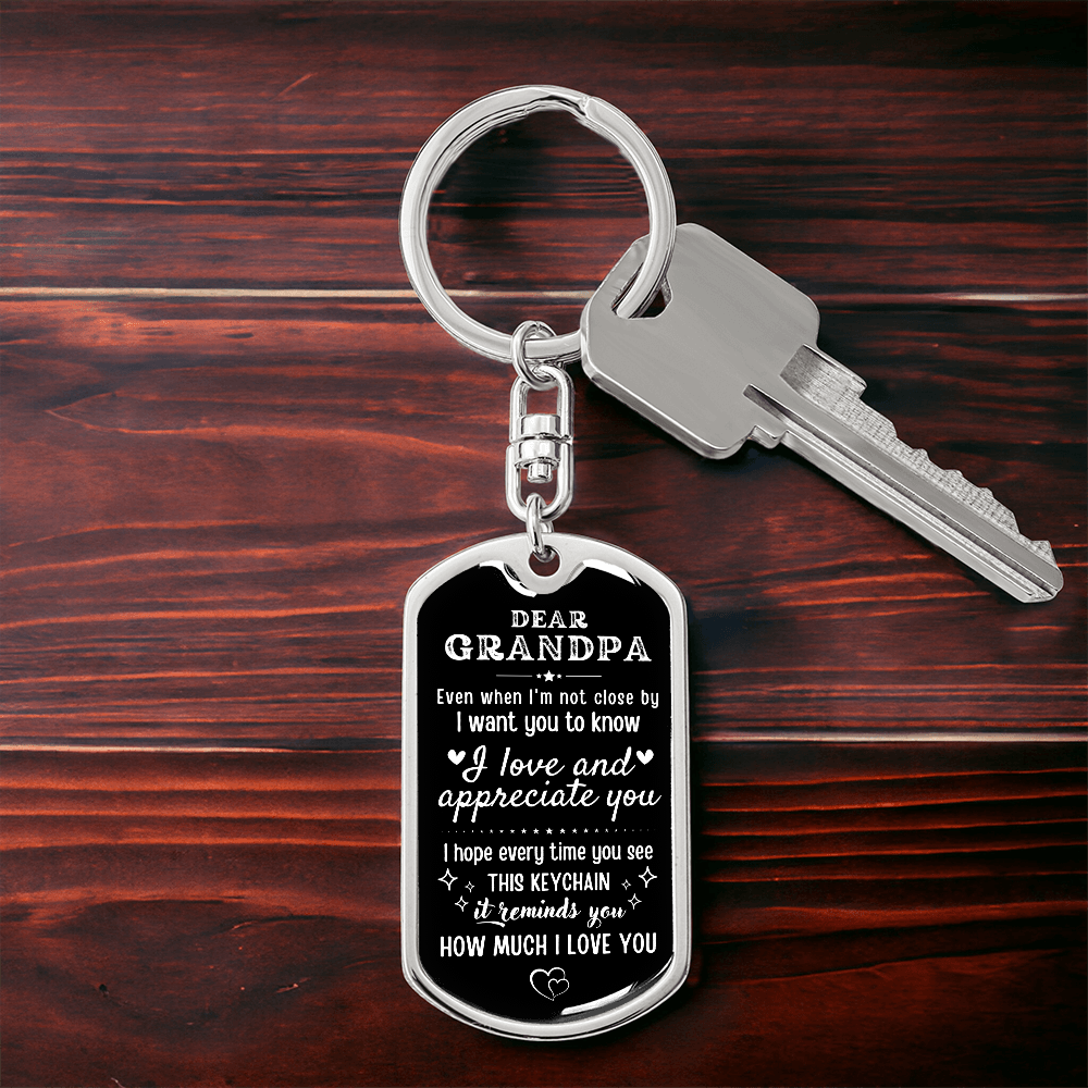 Personalized Grandpa Keychain, Father's Day Gift for Grandad, Custom Dear Grandpa Keyring, Birthday Gift for Grandfather