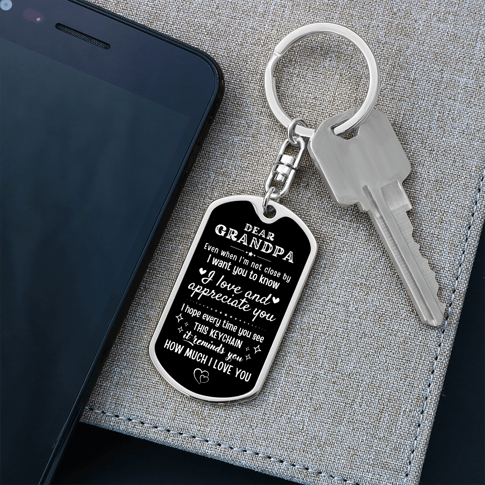 Personalized Grandpa Keychain, Father's Day Gift for Grandad, Custom Dear Grandpa Keyring, Birthday Gift for Grandfather