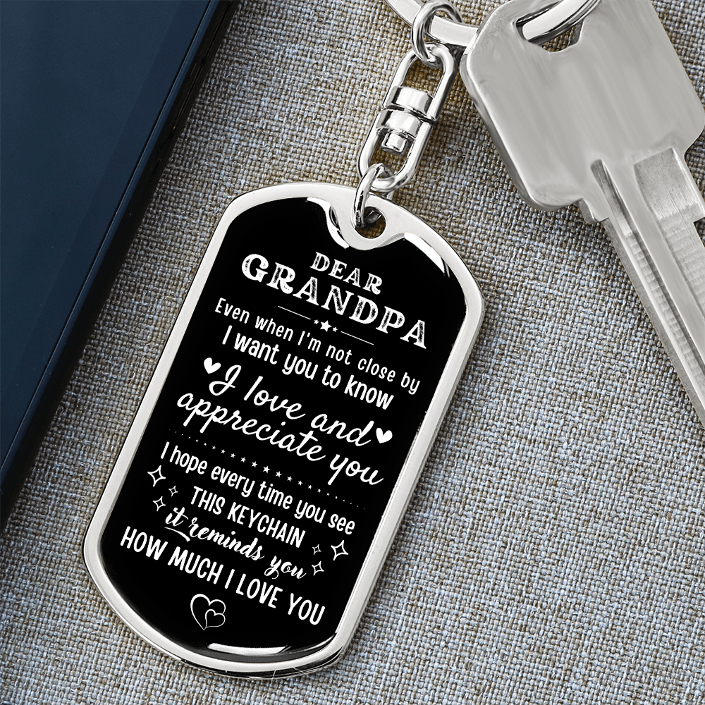 Personalized Grandpa Keychain, Father's Day Gift for Grandad, Custom Dear Grandpa Keyring, Birthday Gift for Grandfather