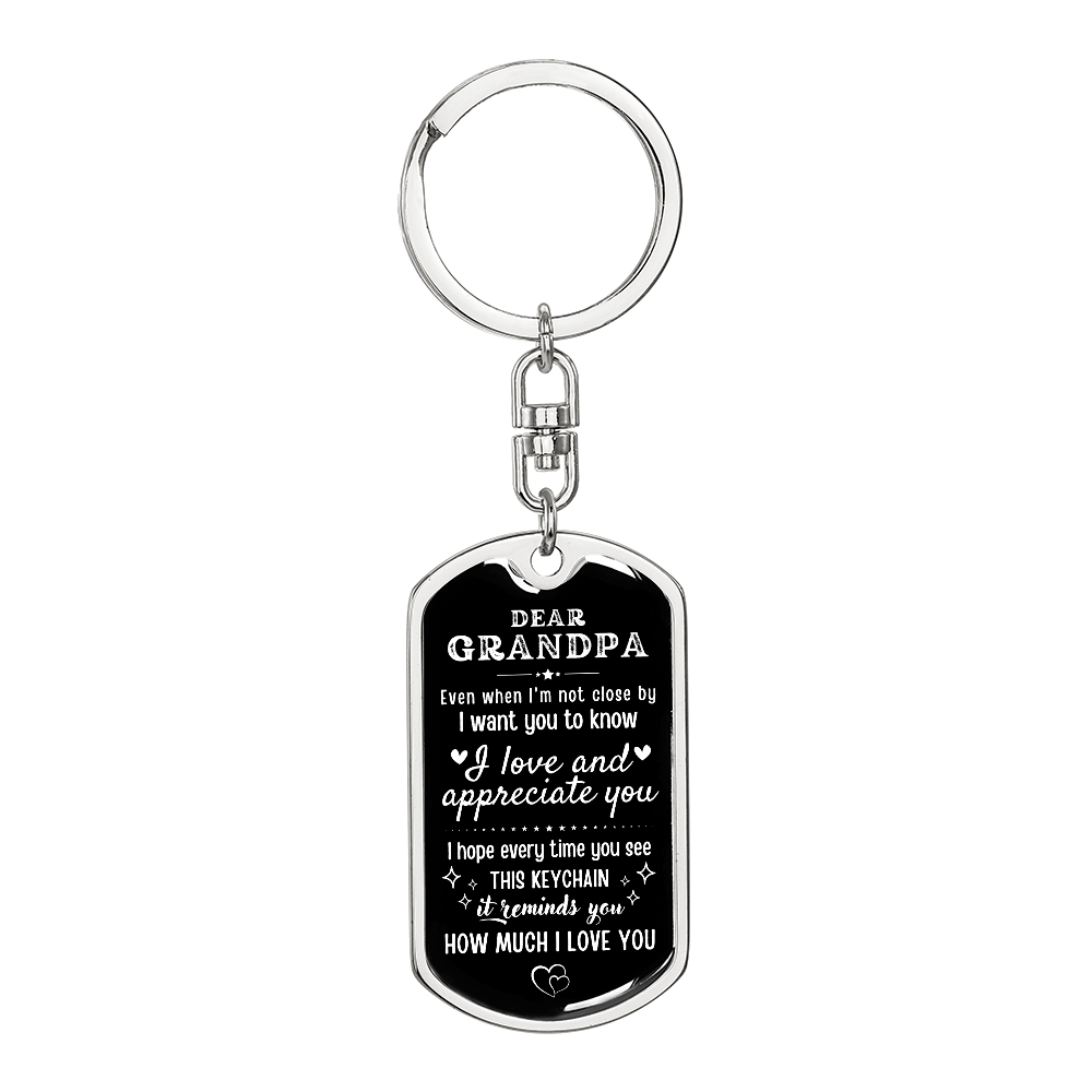 Personalized Grandpa Keychain, Father's Day Gift for Grandad, Custom Dear Grandpa Keyring, Birthday Gift for Grandfather