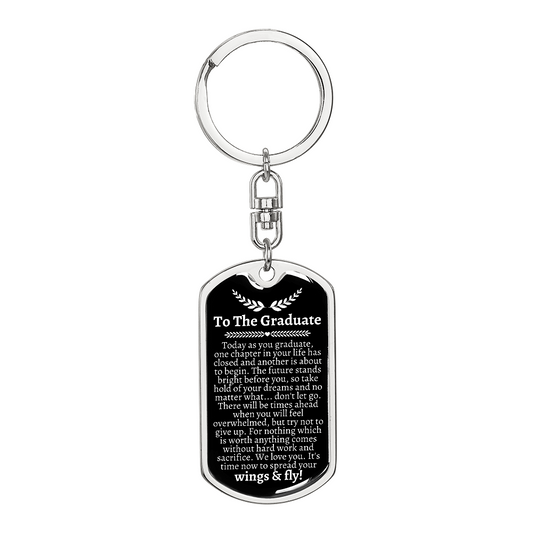Personalized Graduation Dog Tag Keychain for Him, High School College Graduation Gift, Class of 2026 Senior Gift, Engraved Inspirational Keepsake