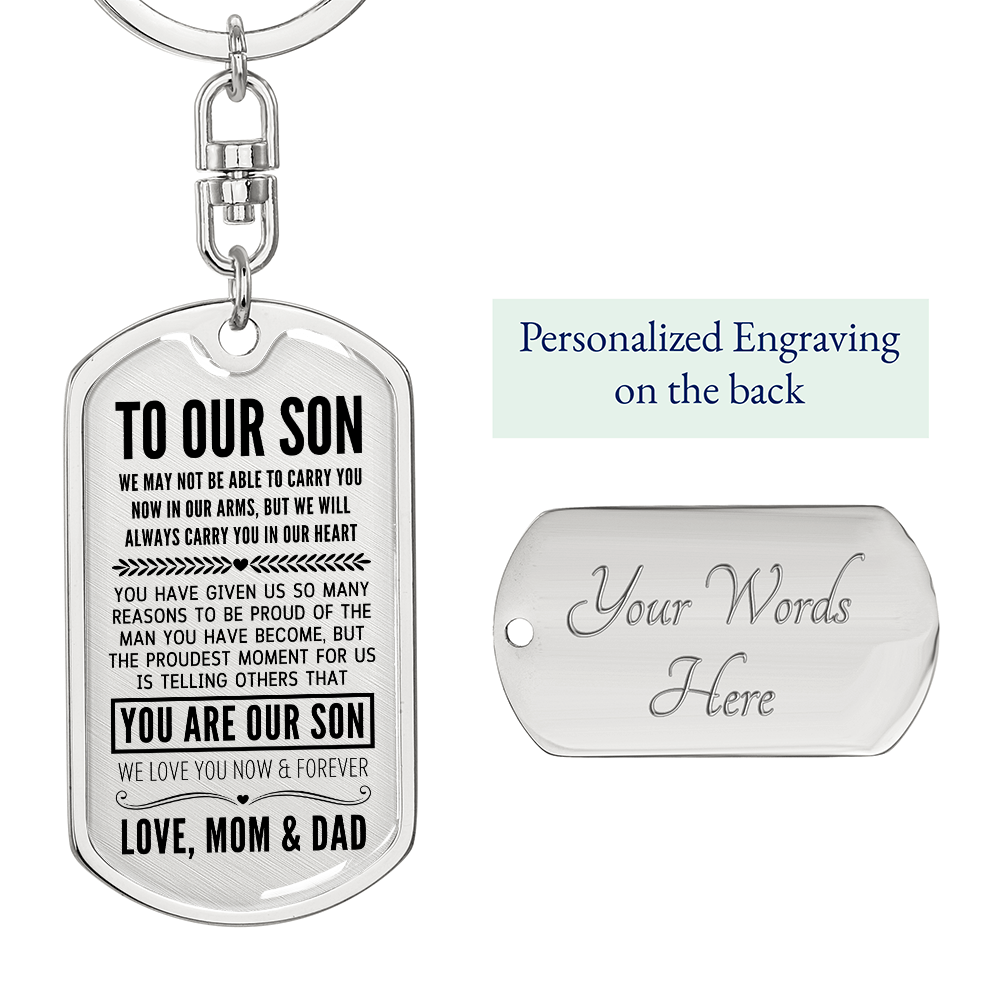 To Our Son, I Closed My Eyes For A Moment, Gift From Mom & Dad Custom Key Chain, Anniversary, Birthday, Graduation Gift