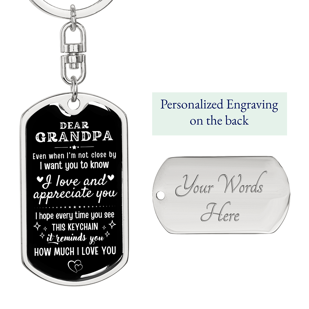 Personalized Grandpa Keychain, Father's Day Gift for Grandad, Custom Dear Grandpa Keyring, Birthday Gift for Grandfather