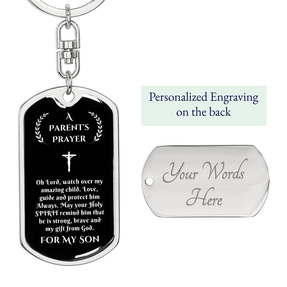 A Parent's Prayer for My Son, Small Gift for Son from Mother, Mother to Son Gift, Fathers to Son Gift, Prayer, Prayer Key Chain for Son, Birthday, Graduation