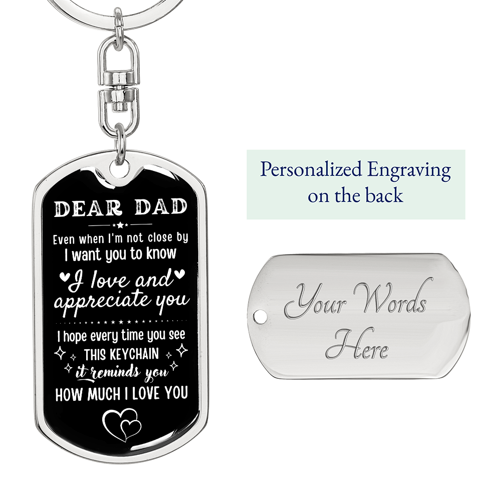 Father's Day Gift for Dad from Daughter Son Personalized Dad Keychain Custom Keyring, To My Dad Gift, Birthday Christmas Father's Day, Step Dad