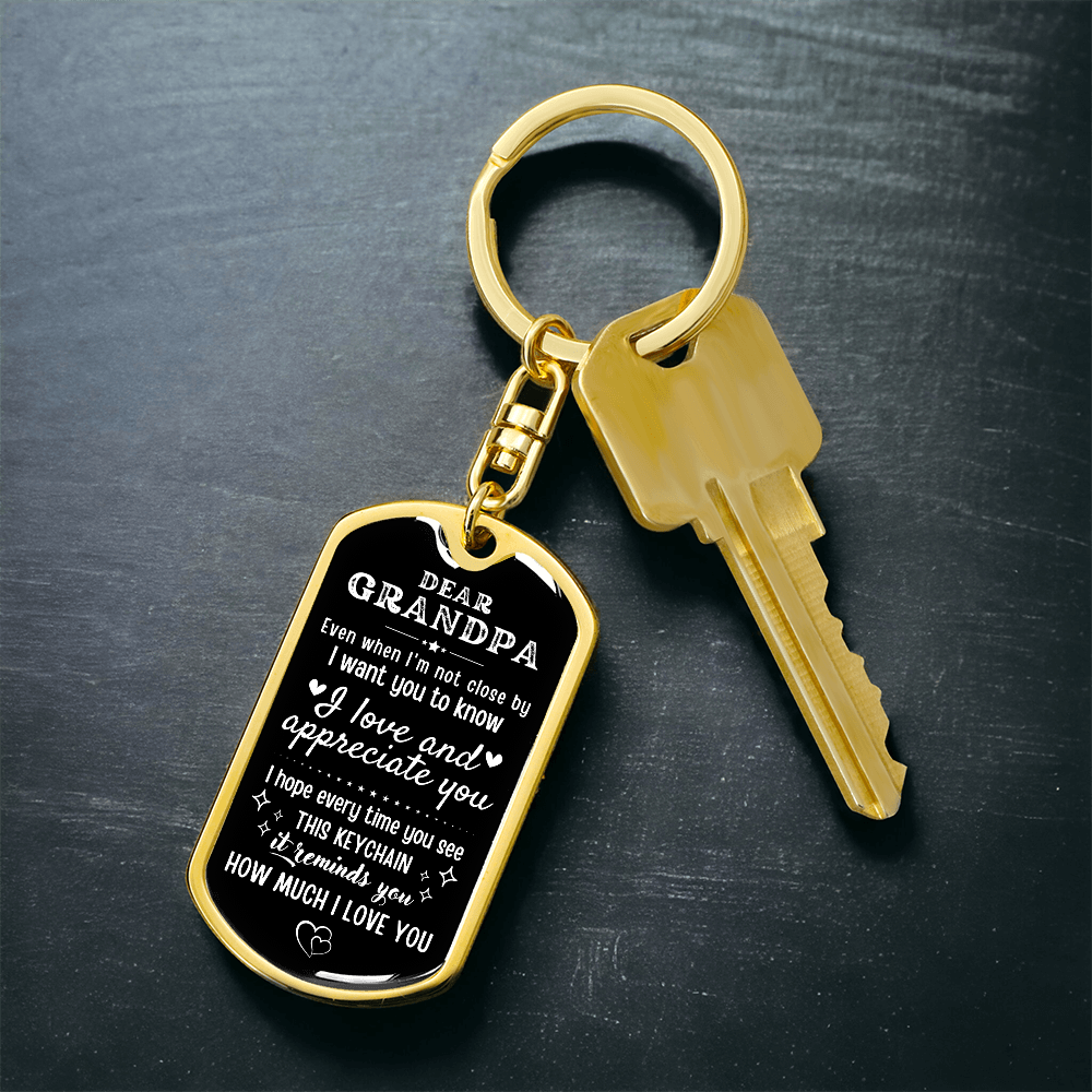 Personalized Grandpa Keychain, Father's Day Gift for Grandad, Custom Dear Grandpa Keyring, Birthday Gift for Grandfather