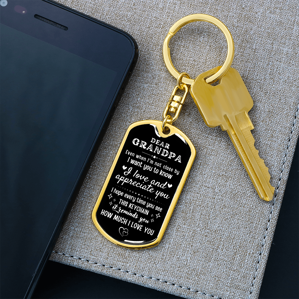 Personalized Grandpa Keychain, Father's Day Gift for Grandad, Custom Dear Grandpa Keyring, Birthday Gift for Grandfather