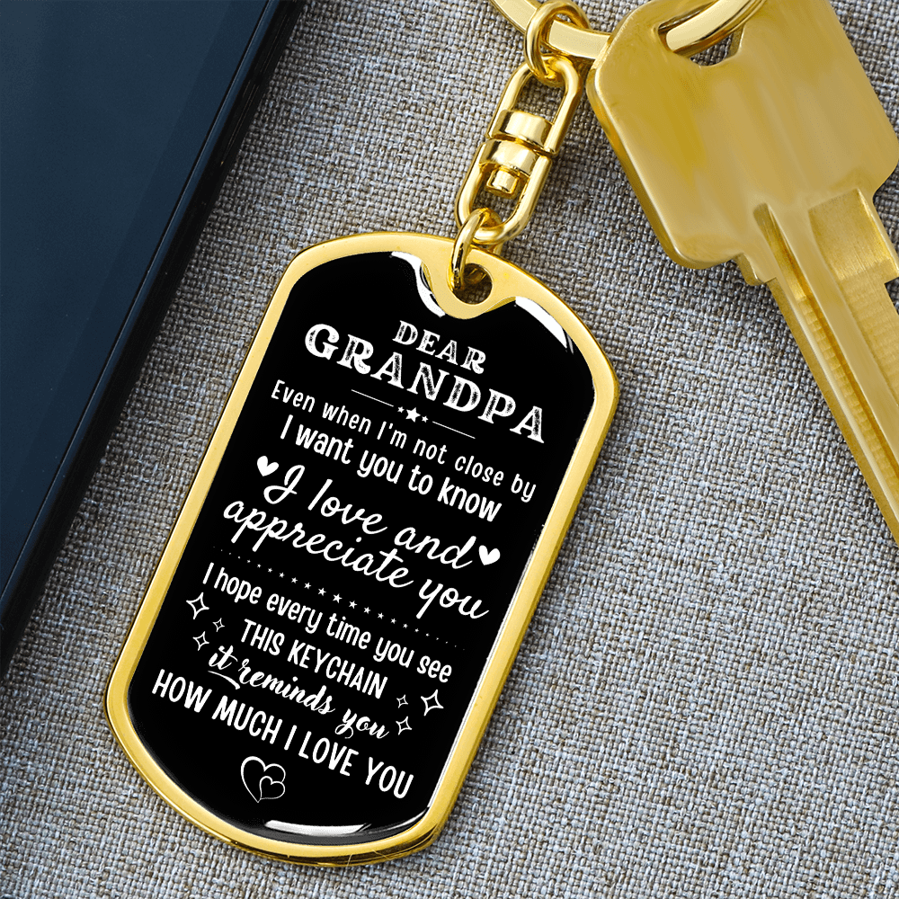 Personalized Grandpa Keychain, Father's Day Gift for Grandad, Custom Dear Grandpa Keyring, Birthday Gift for Grandfather