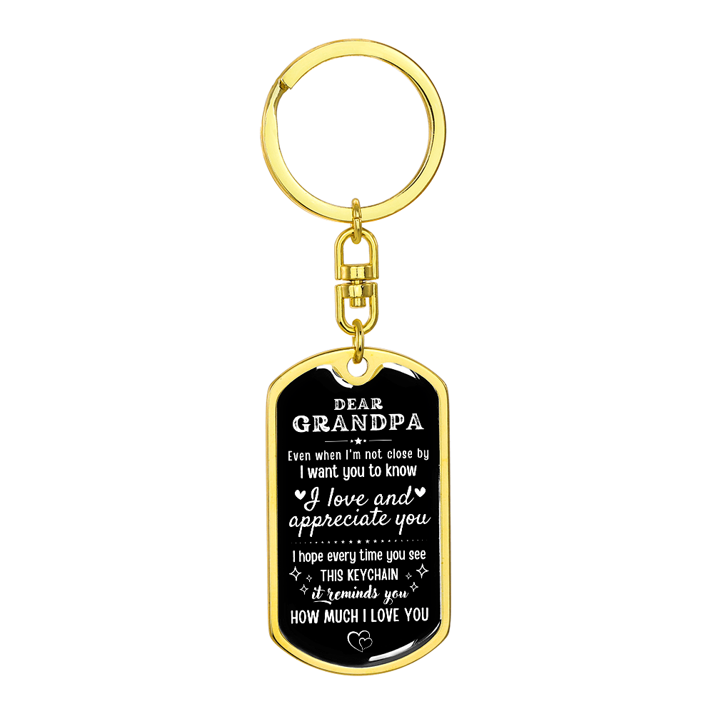 Personalized Grandpa Keychain, Father's Day Gift for Grandad, Custom Dear Grandpa Keyring, Birthday Gift for Grandfather