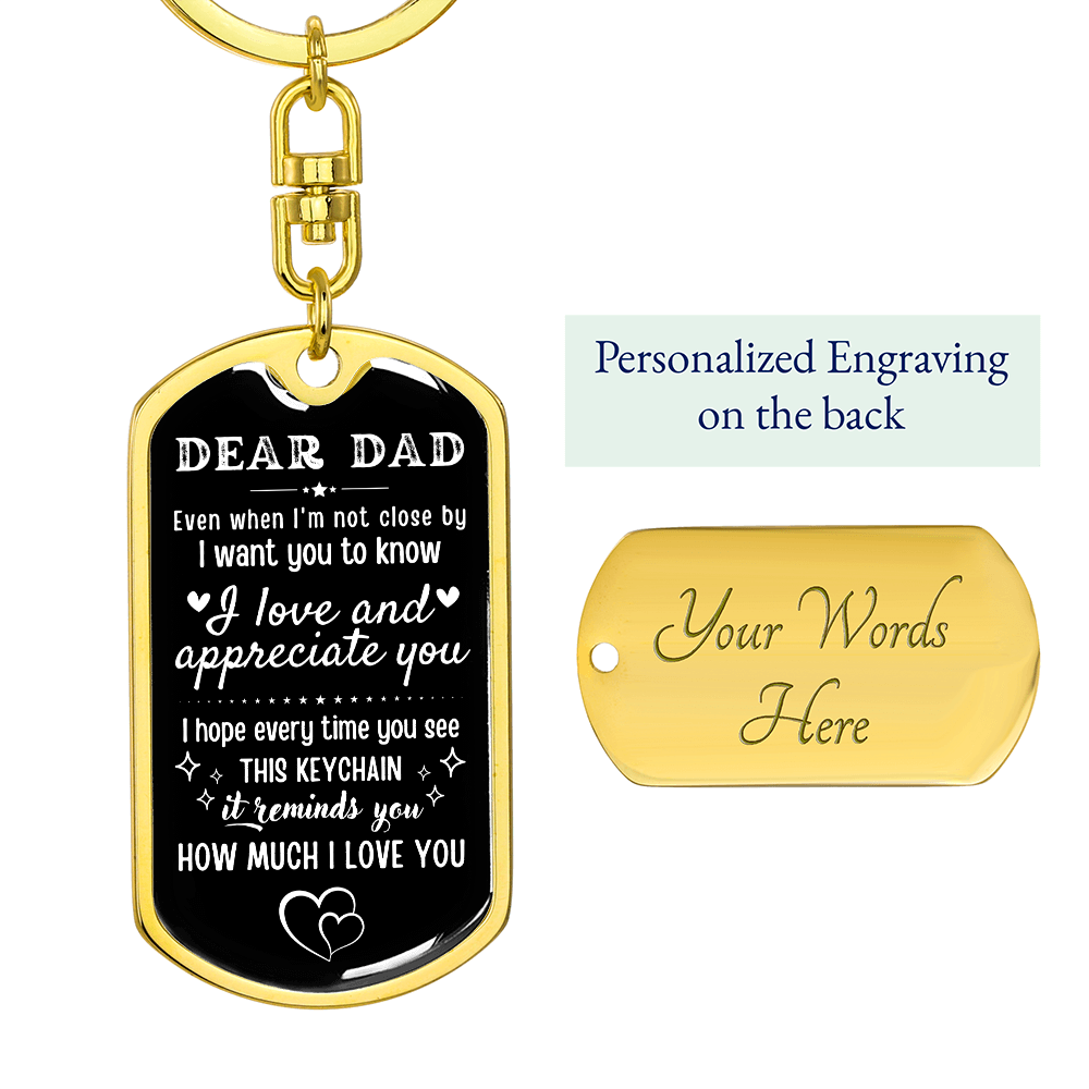 Father's Day Gift for Dad from Daughter Son Personalized Dad Keychain Custom Keyring, To My Dad Gift, Birthday Christmas Father's Day, Step Dad