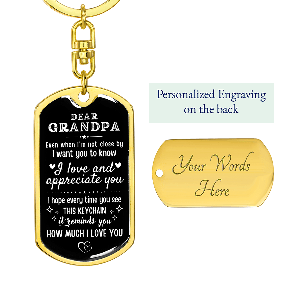 Personalized Grandpa Keychain, Father's Day Gift for Grandad, Custom Dear Grandpa Keyring, Birthday Gift for Grandfather