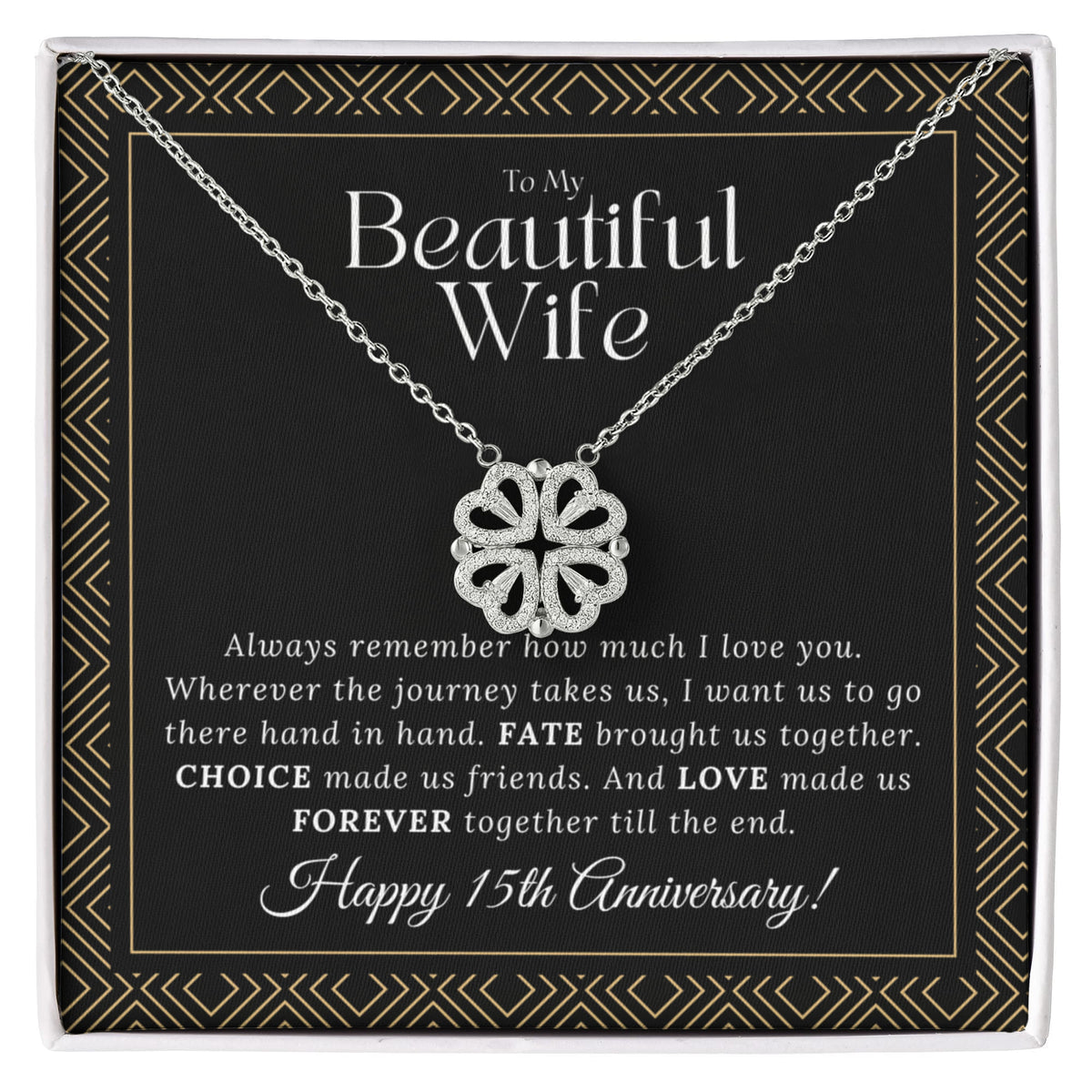 15 Year Anniversary Gift For Wife, 15 Year Anniversary Gifts, 15 Year Wedding Anniversary Gift Ideas, 2-in-1 Magnetic Hearts & Lucky Clover Necklace