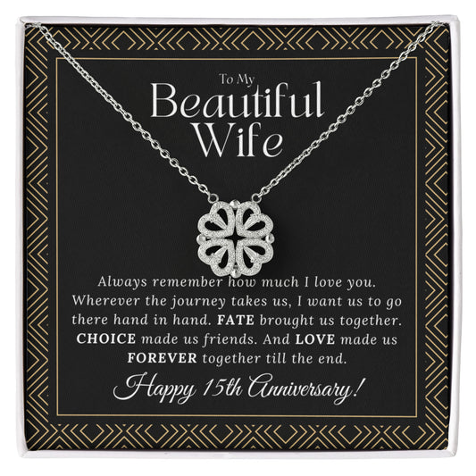 15 Year Anniversary Gift For Wife, 15 Year Anniversary Gifts, 15 Year Wedding Anniversary Gift Ideas, 2-in-1 Magnetic Hearts & Lucky Clover Necklace
