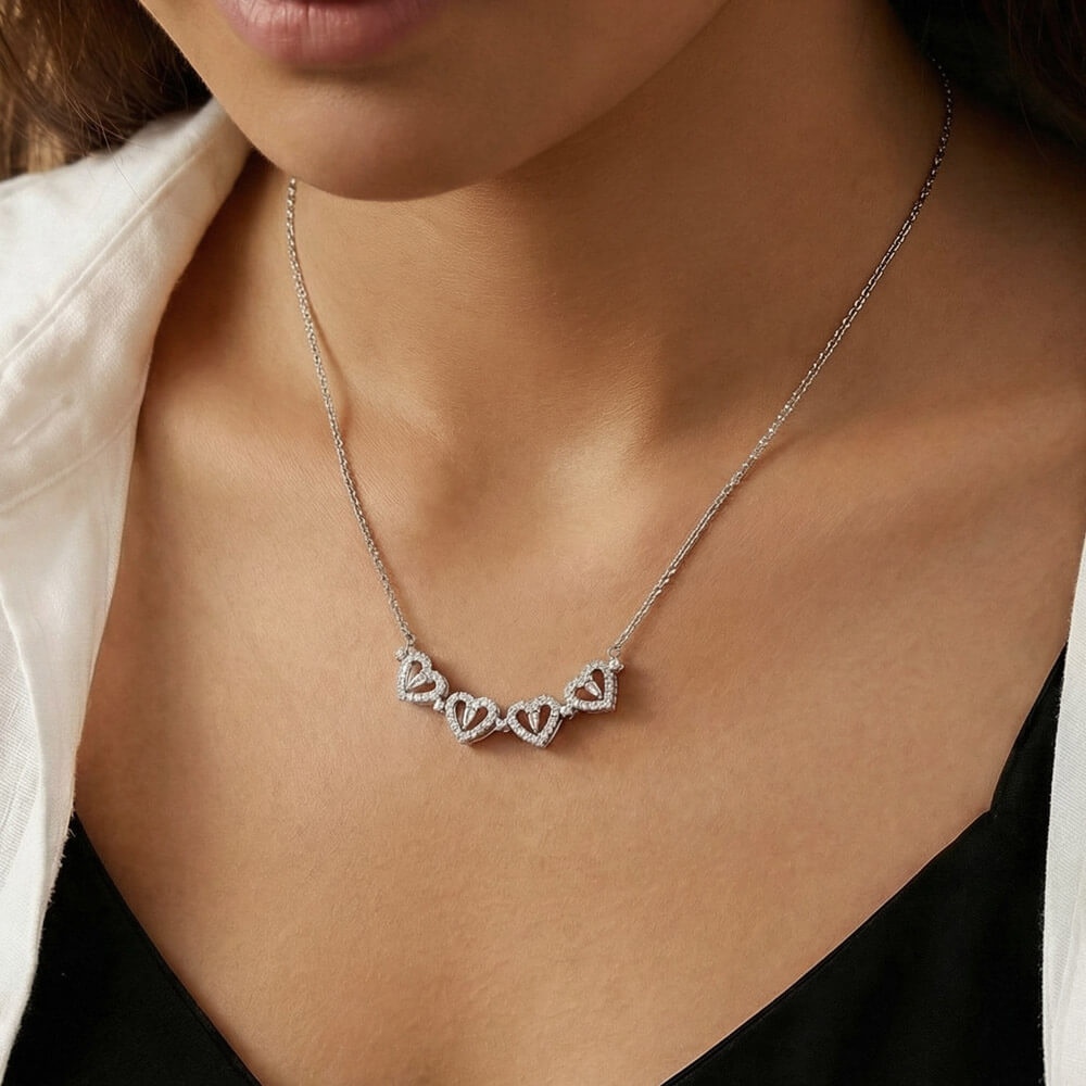 "Meeting You Was Fate" Necklace for Wife - 2-in-1 Magnetic Heart Clover, Romantic Anniversary & Birthday Gift with Sentimental Message Card