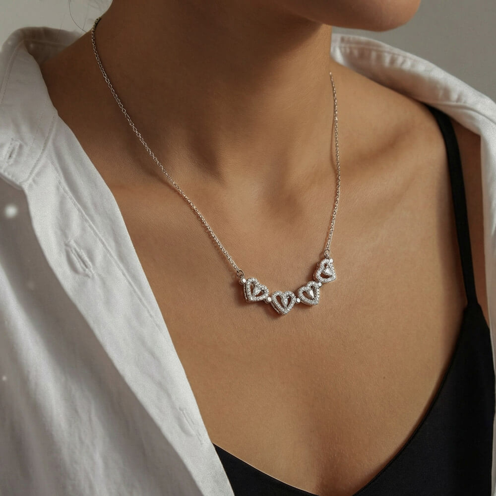 "Meeting You Was Fate" Necklace for Wife - 2-in-1 Magnetic Heart Clover, Romantic Anniversary & Birthday Gift with Sentimental Message Card