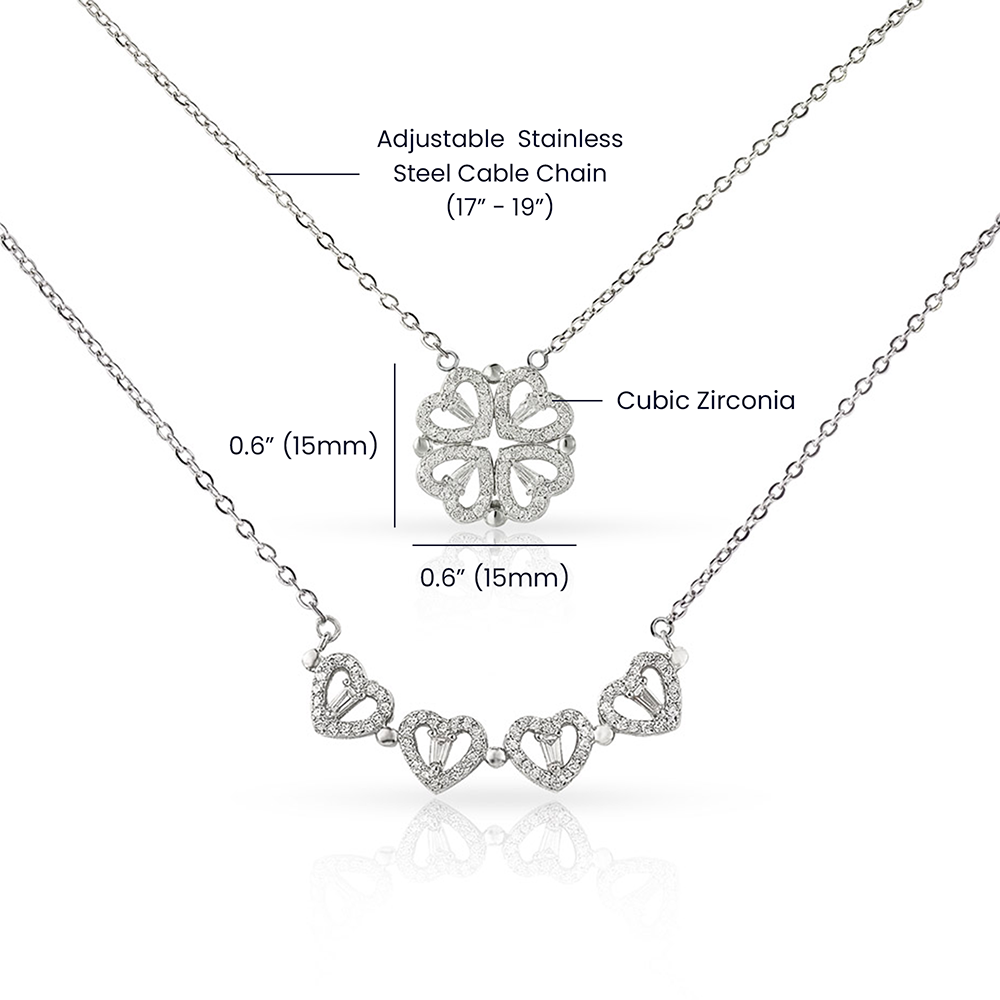 15 Year Anniversary Gift For Wife, 15 Year Anniversary Gifts, 15 Year Wedding Anniversary Gift Ideas, 2-in-1 Magnetic Hearts & Lucky Clover Necklace