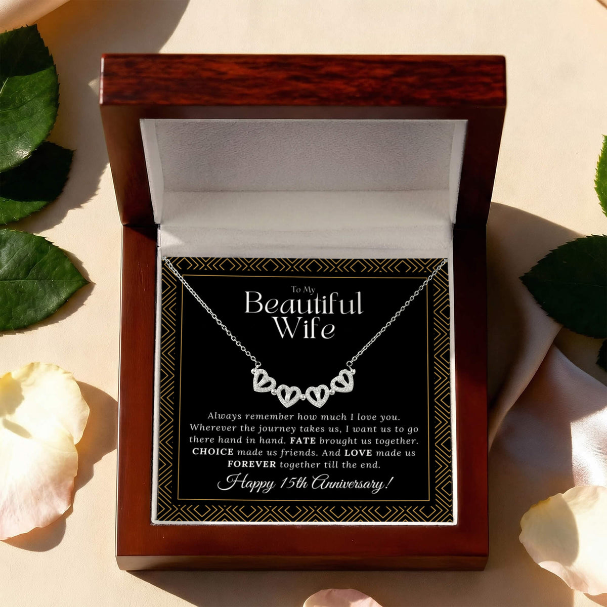 15 Year Anniversary Gift For Wife, 15 Year Anniversary Gifts, 15 Year Wedding Anniversary Gift Ideas, 2-in-1 Magnetic Hearts & Lucky Clover Necklace