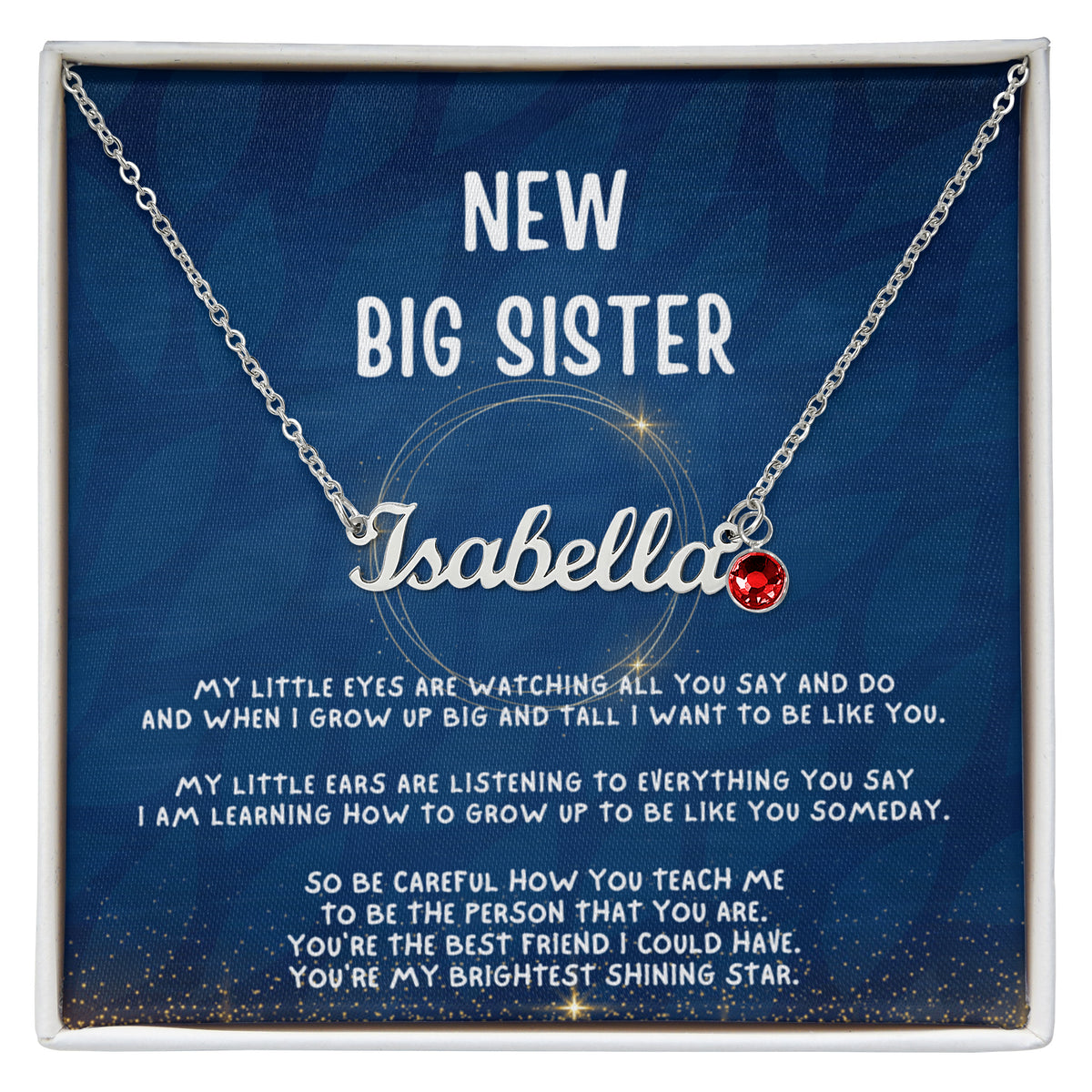 Personalized New Big Sister Gift, Custom Name Necklace with Birthstone, Big Sister Jewelry from New Baby, Promoted to Big Sister Keepsake, Sibling Gift