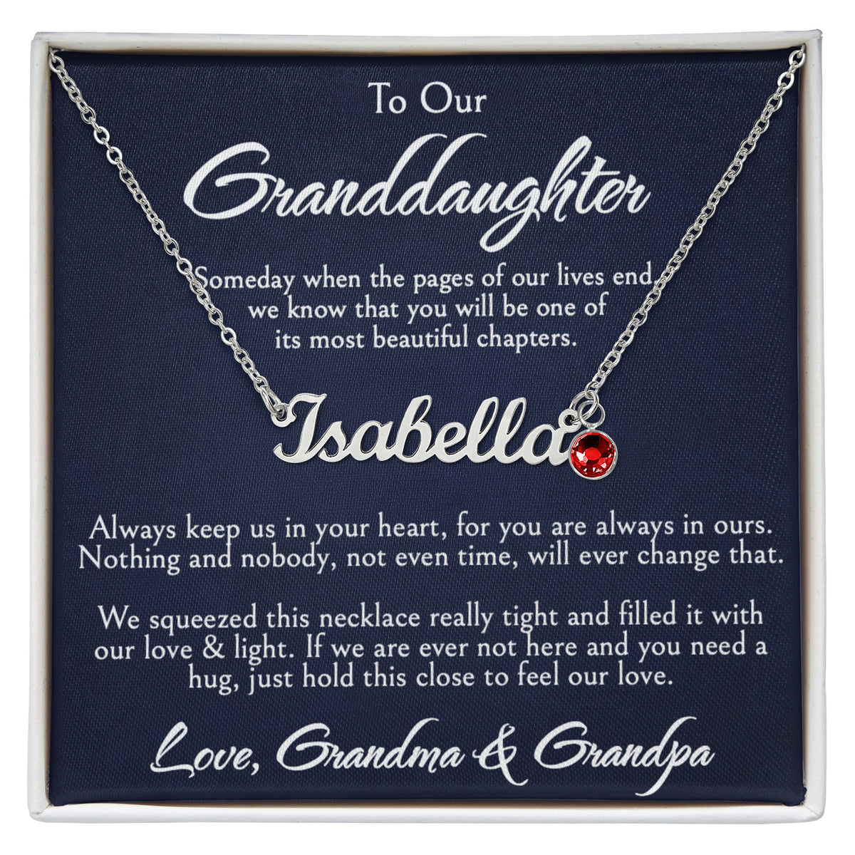 To Our Granddaughter Necklace, Custom Name with Birthstone, Birthday, Graduation, Christmas Gift From Grandma & Grandpa