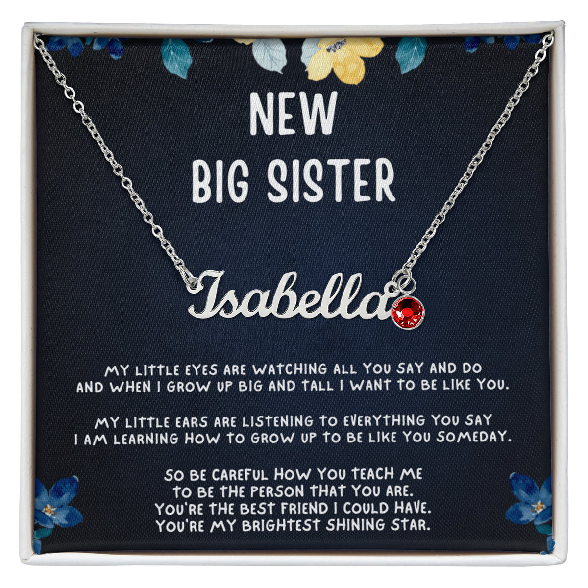 Personalized New Big Sister Gift, Custom Name Necklace with Birthstone, Big Sister Jewelry from New Baby, Promoted to Big Sister Keepsake, Sibling Gift