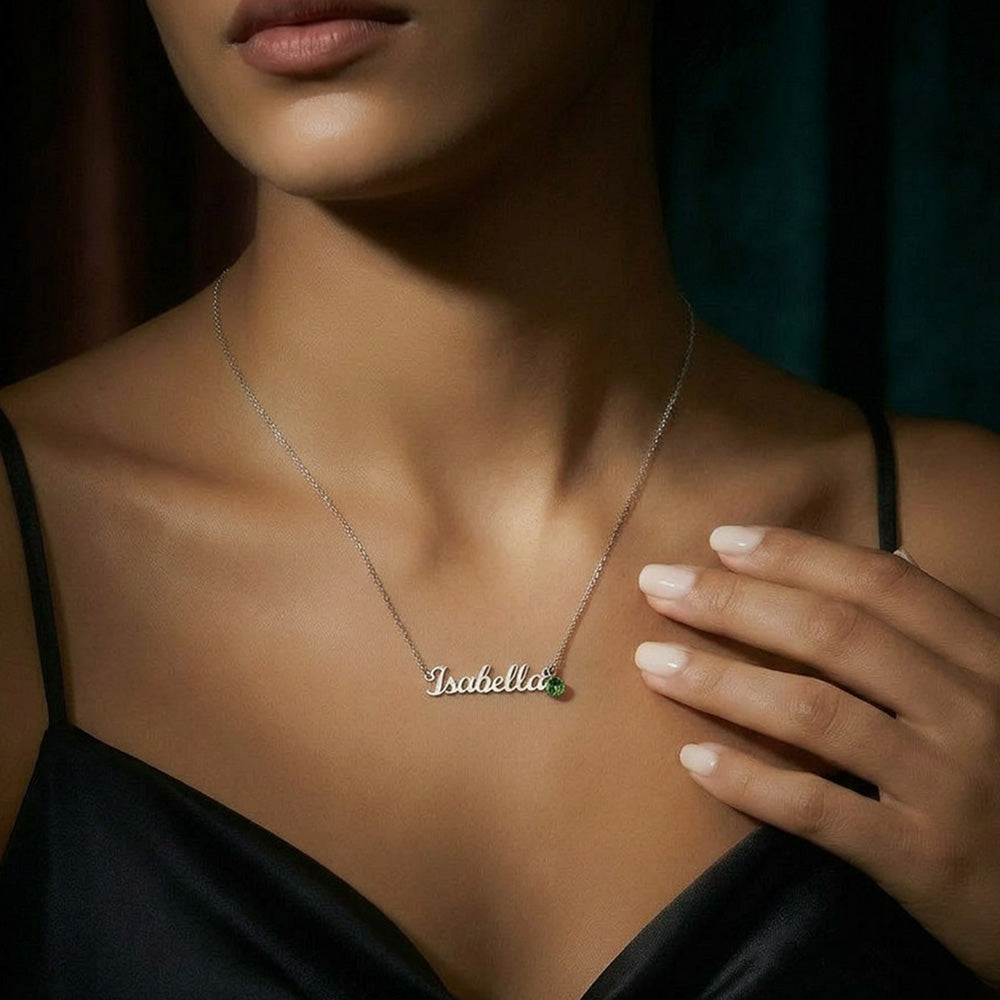 To My Granddaughter Necklace, Custom Name & Birthstone - Personalized Birthday, Graduation, Christmas Gift From Grandpa