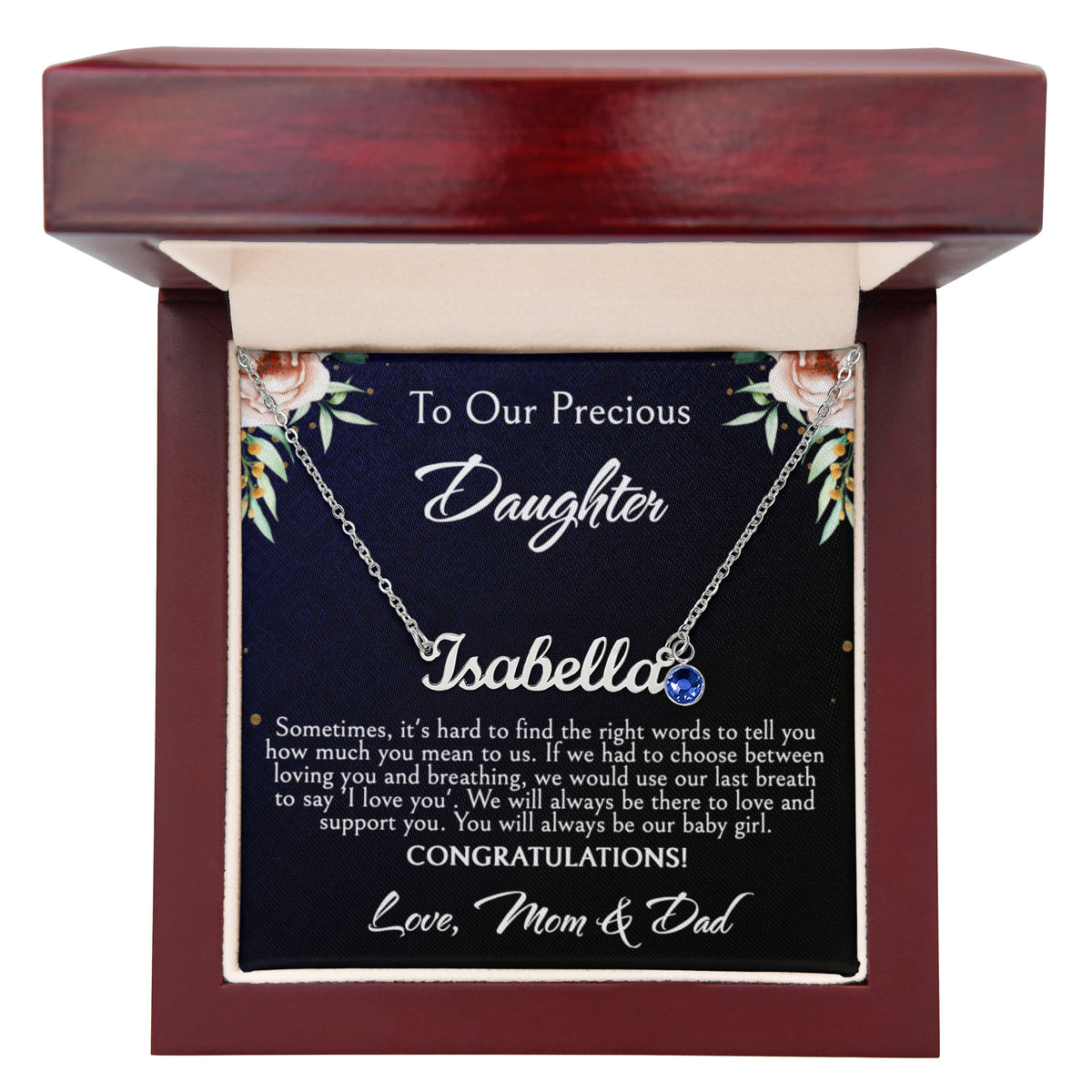 To Our Precious Daughter Custom Name Necklace, Sentimental Gift for Daughter, Heartfelt Message Jewelry, Birthday or Graduation Surprise