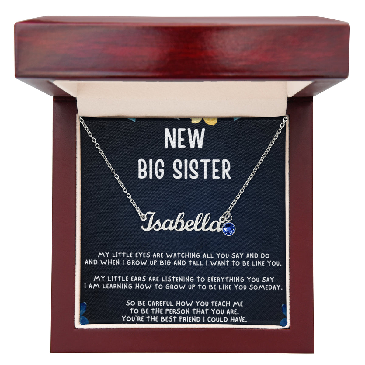 Personalized New Big Sister Gift, Custom Name Necklace with Birthstone, Big Sister Jewelry from New Baby, Promoted to Big Sister Keepsake, Sibling Gift