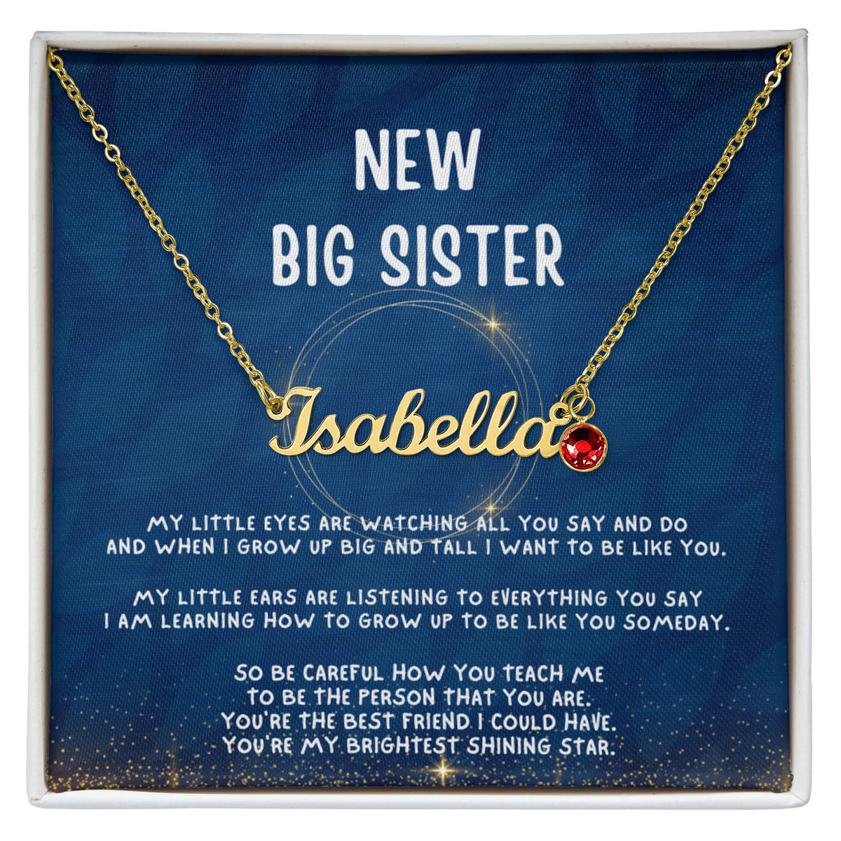 Personalized New Big Sister Gift, Custom Name Necklace with Birthstone, Big Sister Jewelry from New Baby, Promoted to Big Sister Keepsake, Sibling Gift