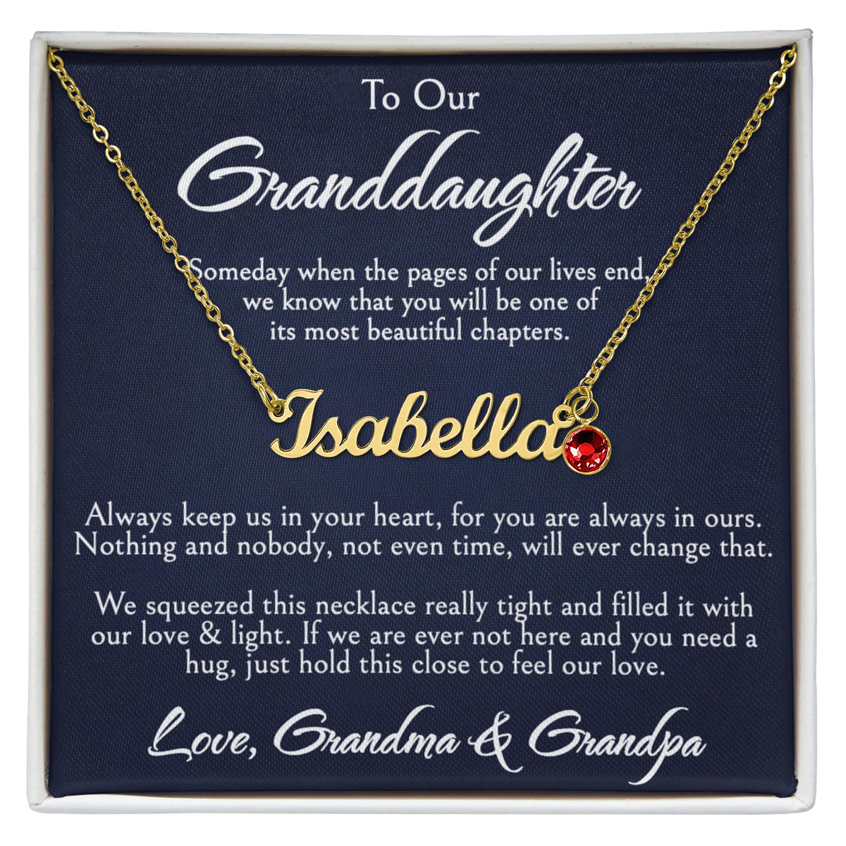To Our Granddaughter Necklace, Custom Name with Birthstone, Birthday, Graduation, Christmas Gift From Grandma & Grandpa