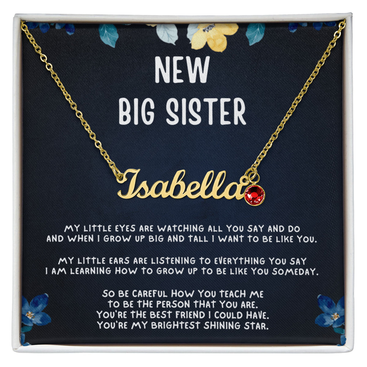 Personalized New Big Sister Gift, Custom Name Necklace with Birthstone, Big Sister Jewelry from New Baby, Promoted to Big Sister Keepsake, Sibling Gift