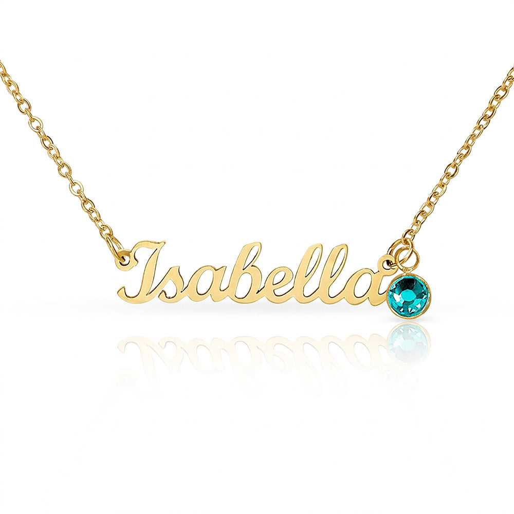 Personalized Big Bro & Little Sis Name Necklace with Birthstone - "Braver, Stronger, Smarter" Gift Box
