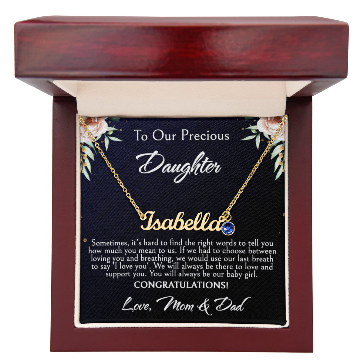 To Our Precious Daughter Custom Name Necklace, Sentimental Gift for Daughter, Heartfelt Message Jewelry, Birthday or Graduation Surprise