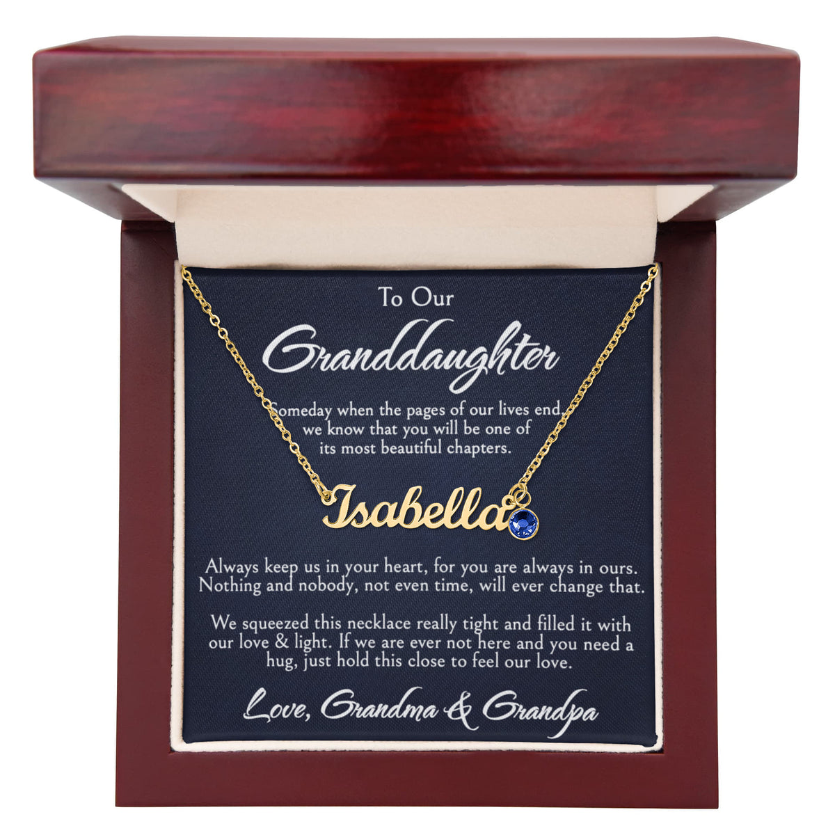 To Our Granddaughter Necklace, Custom Name with Birthstone, Birthday, Graduation, Christmas Gift From Grandma & Grandpa