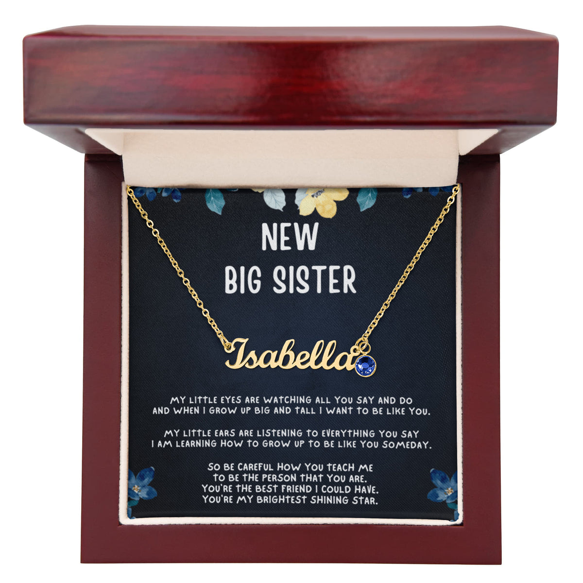 Personalized New Big Sister Gift, Custom Name Necklace with Birthstone, Big Sister Jewelry from New Baby, Promoted to Big Sister Keepsake, Sibling Gift