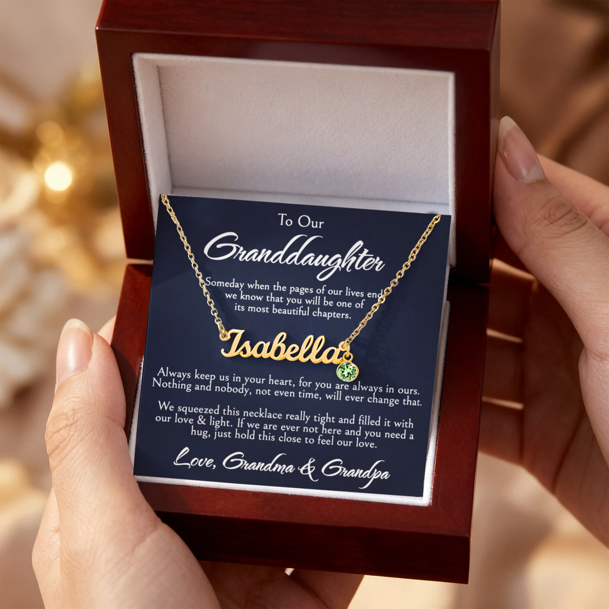 To Our Granddaughter Necklace, Custom Name with Birthstone, Birthday, Graduation, Christmas Gift From Grandma & Grandpa